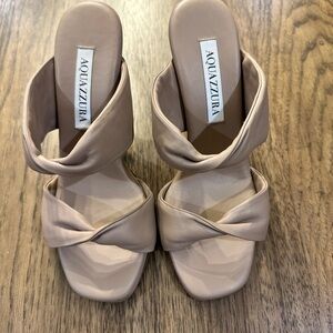 Aquazzura Cream Heels with Crisscross Straps